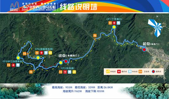 张家界武陵源山地马拉松活动路线图